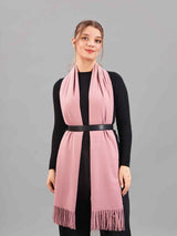 Pink Solid Woolen Muffler - TOSSIDO