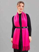 Pink Solid Woolen Muffler - TOSSIDO