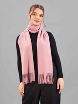 Pink Solid Woolen Muffler - TOSSIDO