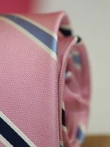 Pink Stripe Woven Silk Necktie - TOSSIDO
