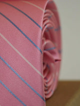Pink Stripe Woven Silk Necktie - TOSSIDO