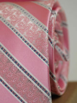 Pink Stripe Woven Silk Necktie - TOSSIDO