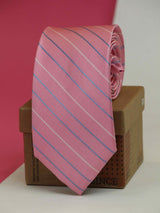Pink Stripe Woven Silk Necktie - TOSSIDO