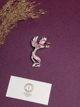 Pink & White Enamel Phoenix Brooch - TOSSIDO