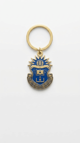 Blue on Gold JGU Crest Laminated Keychain