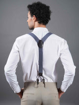 Premium Grey Elastic Suspender with Vegan Leather Patch - TOSSIDO