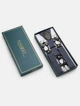 Premium Grey Elastic Suspender with Vegan Leather Patch - TOSSIDO