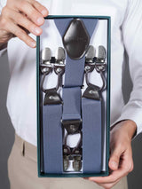 Premium Grey Elastic Suspender with Vegan Leather Patch - TOSSIDO