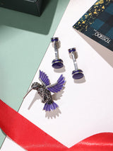 Purple Bird Brooch and Cufflink Gift Set - TOSSIDO
