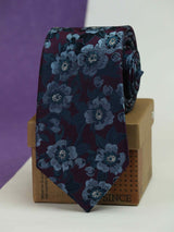 Purple & Blue Floral Woven Silk Necktie - TOSSIDO