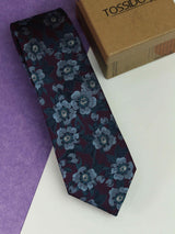 Purple & Blue Floral Woven Silk Necktie - TOSSIDO