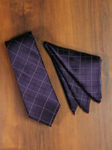Purple Check Necktie & Pocket Square Giftset - TOSSIDO