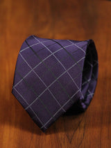 Purple Check Necktie & Pocket Square Giftset - TOSSIDO