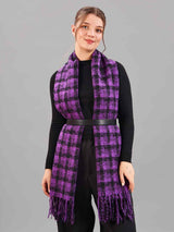 Purple Check Woolen Muffler - TOSSIDO