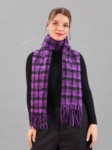 Purple Check Woolen Muffler - TOSSIDO