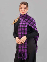 Purple Check Woolen Muffler - TOSSIDO
