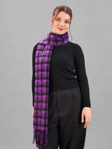 Purple Check Woolen Muffler - TOSSIDO