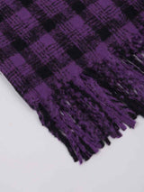 Purple Check Woolen Muffler - TOSSIDO