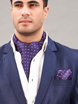 Purple Floral Woven Ascot & Pocket Square - TOSSIDO