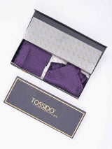 Purple Geometric Woven Ascot & Pocket Square - TOSSIDO