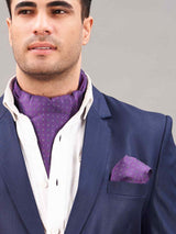 Purple Geometric Woven Ascot & Pocket Square - TOSSIDO