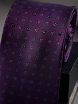 Purple Geometric Woven Long Necktie - TOSSIDO
