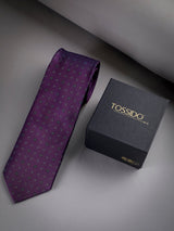 Purple Geometric Woven Long Necktie - TOSSIDO