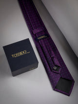 Purple Geometric Woven Long Necktie - TOSSIDO