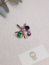 Purple & Green Starfish Shells Brooch - TOSSIDO
