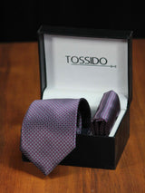 Purple & Grey Necktie & Pocket Square Giftset - TOSSIDO