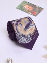 Purple Hand - Painted Woven Necktie - Koi Fish - TOSSIDO