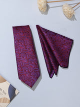 Purple Paisley Necktie & Pocket Square Giftset - TOSSIDO