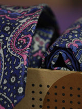 Purple Paisley Printed Necktie and Pocket Square Set - TOSSIDO