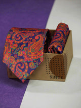 Purple Paisley Printed Necktie and Pocket Square Set - TOSSIDO