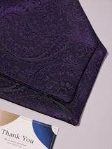 Purple Self Bold Paisley Woven Ascot & Pocket Square - TOSSIDO