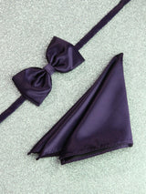 Purple Solid Bowtie & Pocket Square Set - TOSSIDO