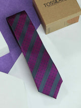 Purple Stripe Skinny Necktie - TOSSIDO