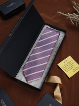 Purple Stripe Woven Necktie - TOSSIDO