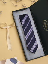 Purple Stripes Woven Silk Necktie - TOSSIDO