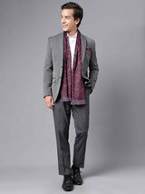 Red & Blue Paisley Stole & Pocket Square Set - TOSSIDO
