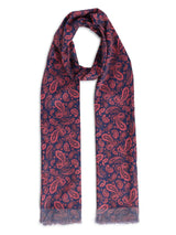 Red & Blue Paisley Stole & Pocket Square Set - TOSSIDO