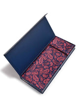 Red & Blue Paisley Stole & Pocket Square Set - TOSSIDO