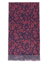 Red & Blue Paisley Stole & Pocket Square Set - TOSSIDO