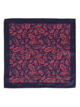 Red & Blue Paisley Stole & Pocket Square Set - TOSSIDO