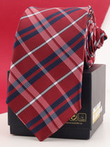 Red Check Woven Necktie - TOSSIDO