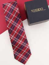 Red Check Woven Necktie - TOSSIDO