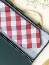 Red Checks Broad + Long Necktie - TOSSIDO