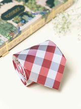 Red Checks Broad + Long Necktie - TOSSIDO