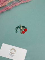 Red Cherries on Branch Brooch - TOSSIDO