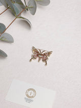 Red & Cream Crystal Butterfly Brooch - TOSSIDO